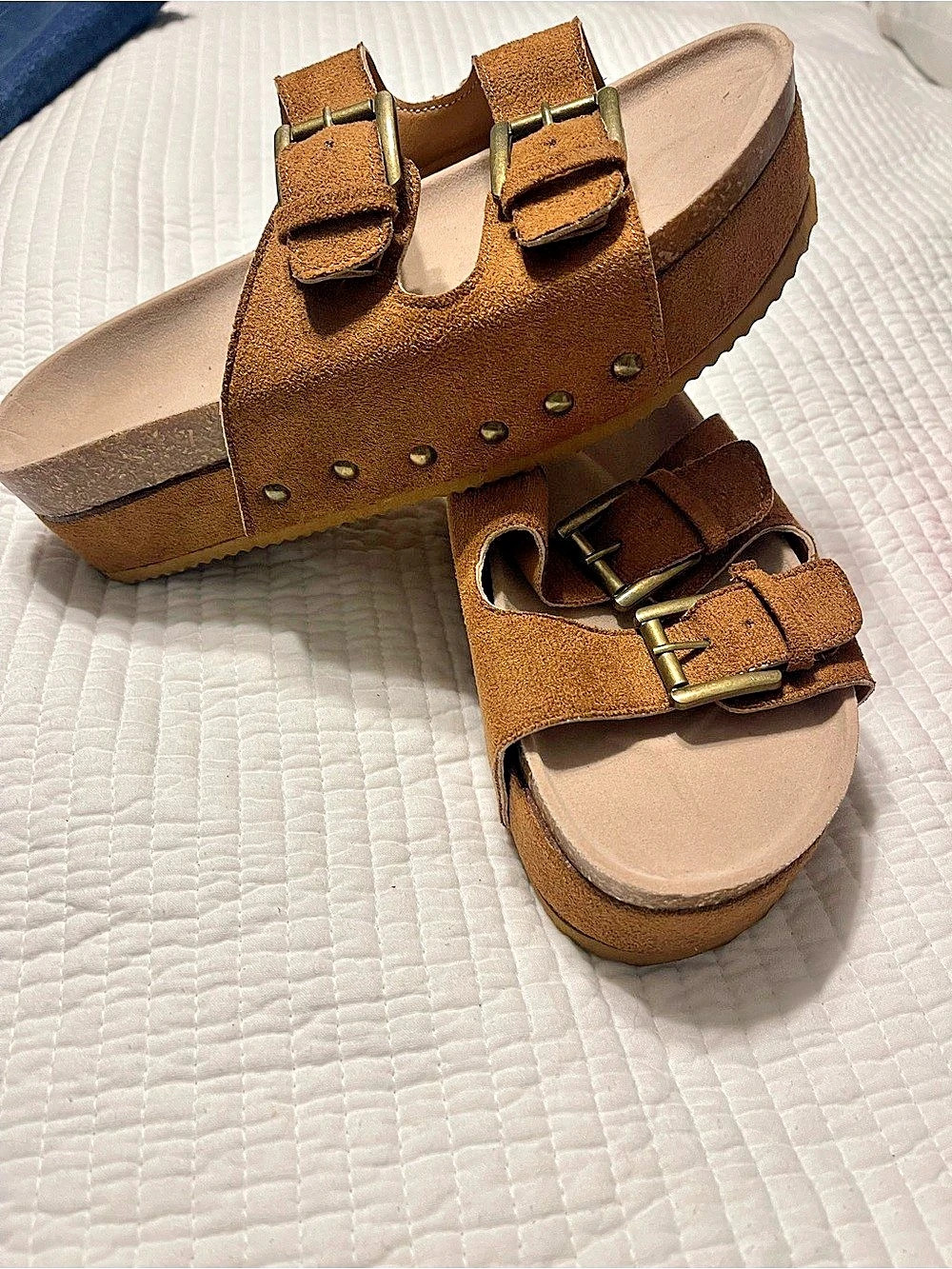 Brown Buckle Wedge Sandals EU 42. Size 9
